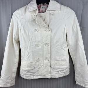 Vintage American Eagle Pea Coat Cream Ivory Jacket Women's Size small